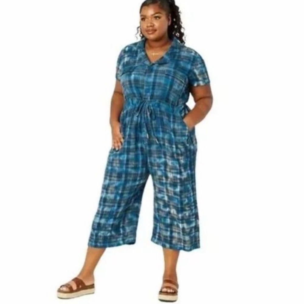 A Beautiful  Soul plaid tie-dye jumpsuit